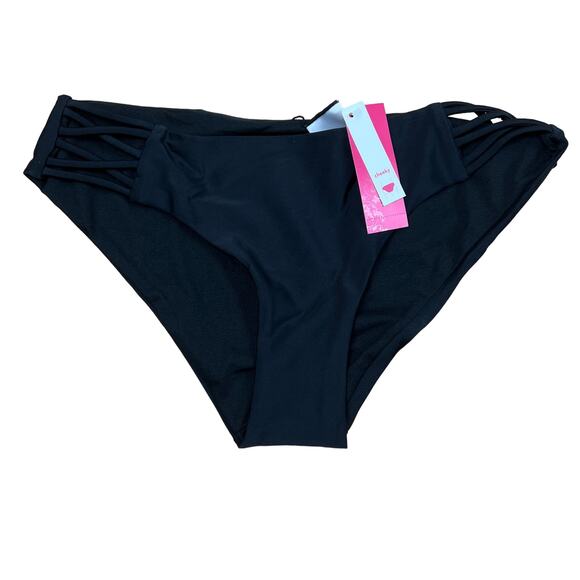 Xhilaration Juniors' Black Cheeky Bikini Swim Bottoms - Size Medium - NWT - Picture 1 of 7